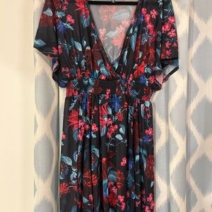 Torrid Black Floral Bathing Suit Cover Up